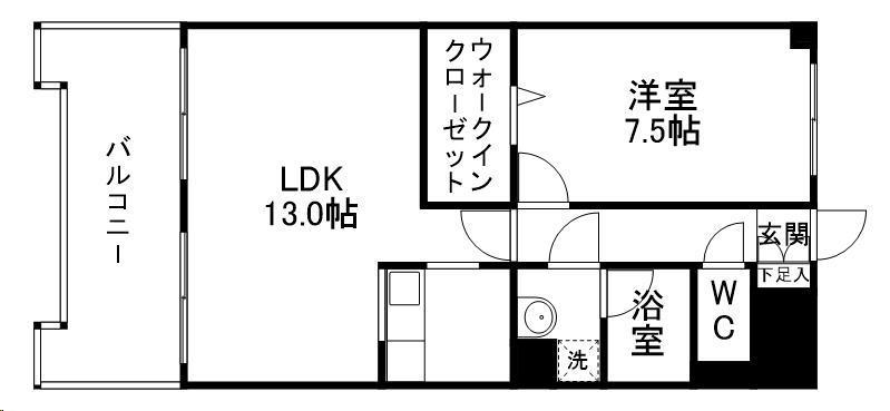 上杉五番館(1LDK/3階)の間取り写真