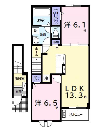 プレリュード(2LDK/2階)の間取り写真
