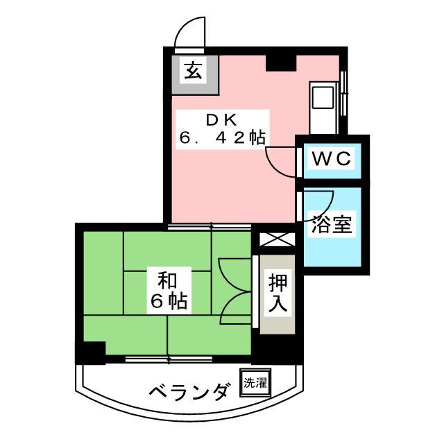 パークサイド7(1DK/2階)の間取り写真