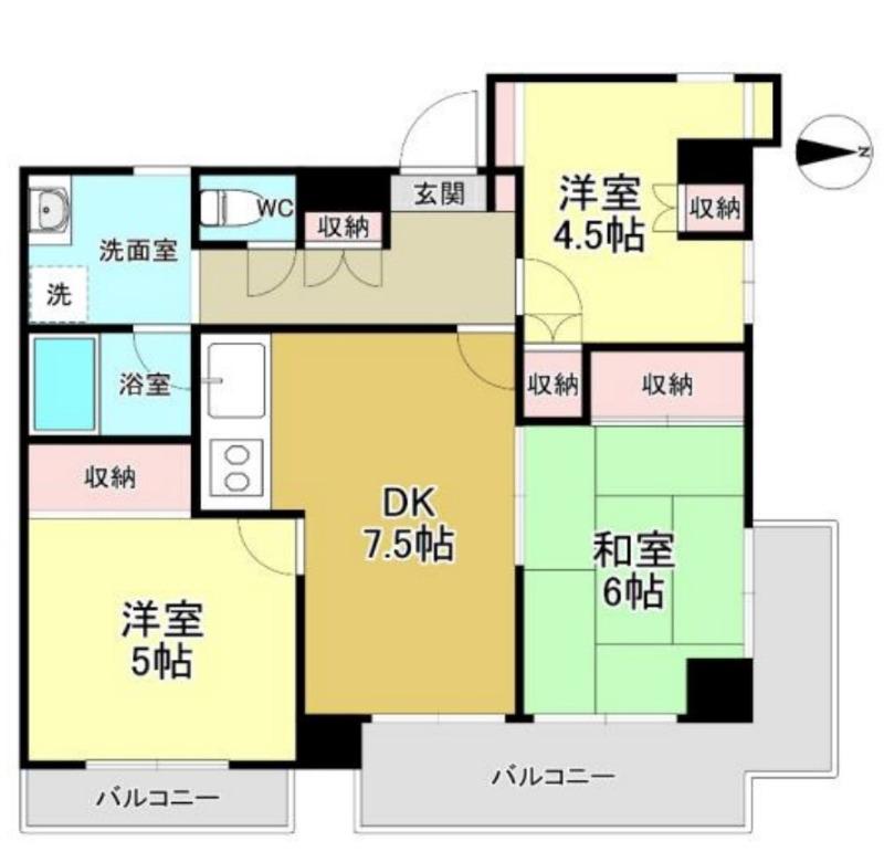 広友川口マンション(3DK/7階)の間取り写真