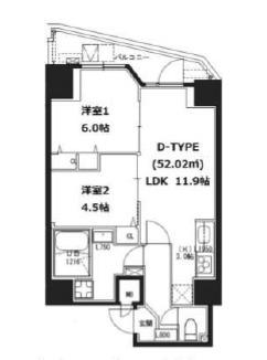 S-RESIDENCE蔵前(2LDK/13階)の間取り写真