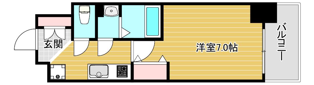 LUXE西長堀(1K/3階)の間取り写真