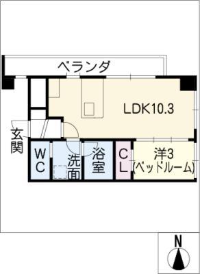 アルファパル筒井(1LDK/6階)の間取り写真