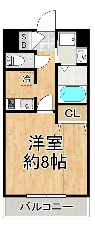 ヴィーノIII(1K/4階)の間取り写真