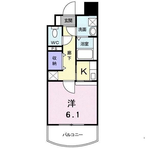 セレーノ・コンフォート大手門(1K/2階)の間取り写真