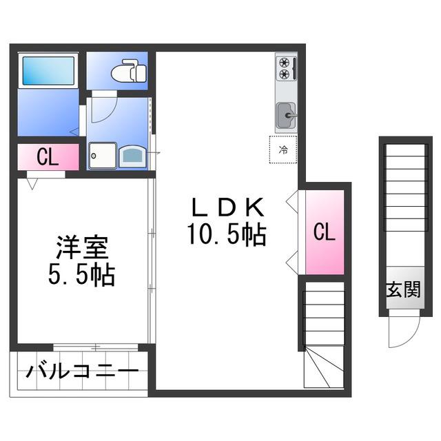 TJ西浜 A(1LDK/2階)の間取り写真