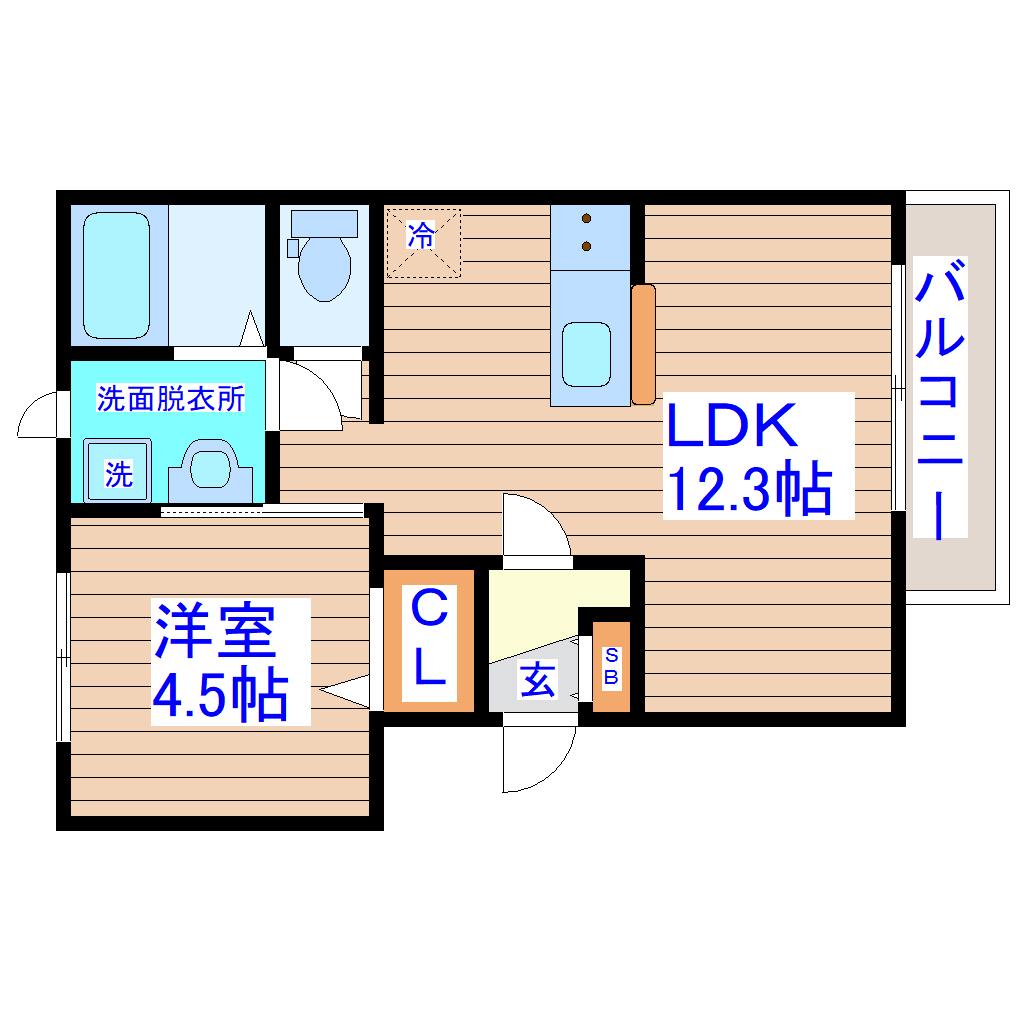 グリーンハイツ若林III(1LDK/3階)の間取り写真