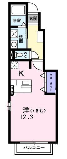 エルダンジュ(1K/1階)の間取り写真