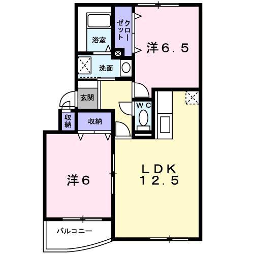 ラ・クレII(2LDK/2階)の間取り写真