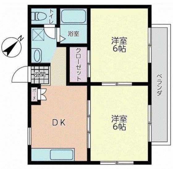 メゾン杉田II(2DK/1階)の間取り写真
