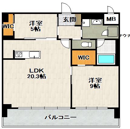 プレジオ宝塚ASIAN(2LDK/2階)の間取り写真
