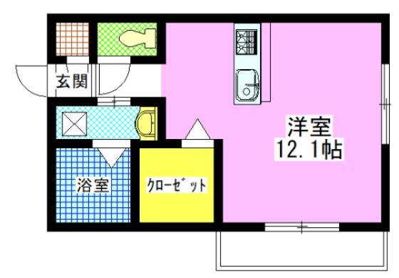 プランドールA(1K/1階)の間取り写真