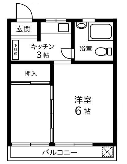 第二西砂川ハイツ(2K/1階)の間取り写真