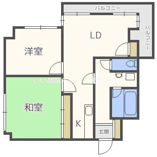 アスコットビルディング(2LDK/4階)の間取り写真