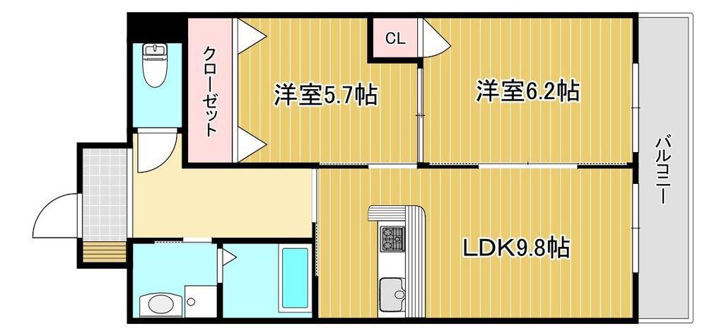 リード真鶴(2LDK/6階)の間取り写真