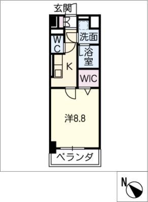 ジュネス四日市(1K/4階)の間取り写真