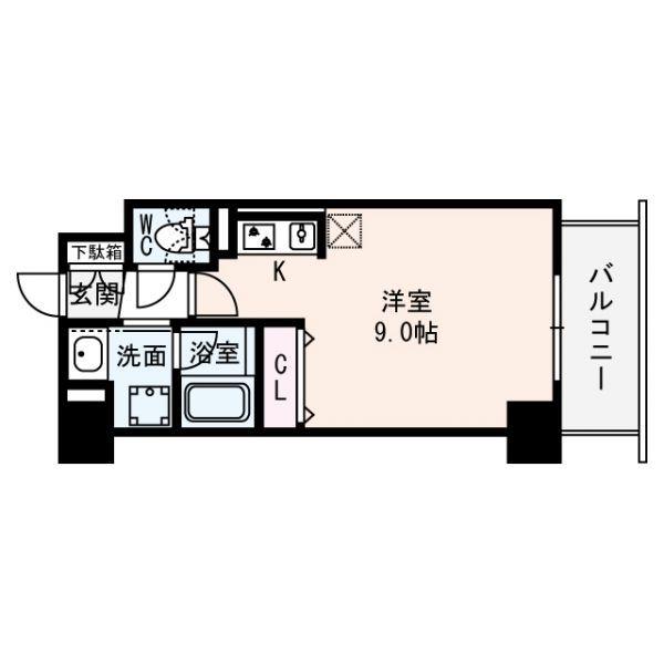 メゾン田中(1K/8階)の間取り写真