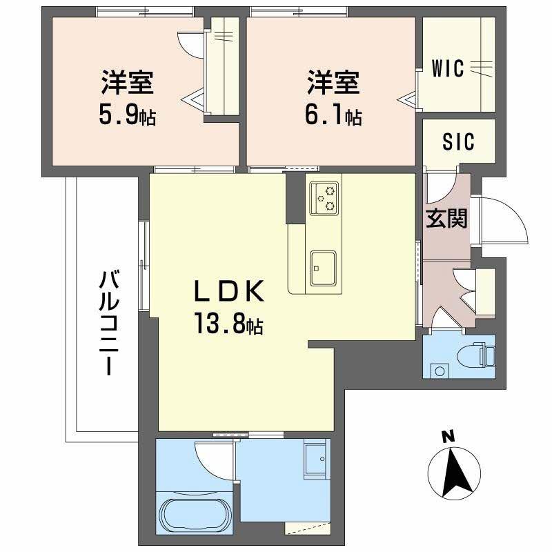 シャーメゾン マイレ(2LDK/2階)の間取り写真
