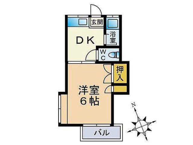 コットンハウス南福岡(1DK/2階)の間取り写真