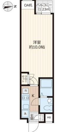 BEVERLY HOMES 下赤塚(1K/5階)の間取り写真
