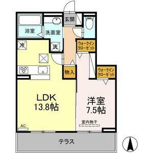 サニーヒルズ 梅が丘(1LDK/1階)の間取り写真