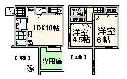 ウィスタリアフォレストサウス(2LDK/1階)の間取り写真
