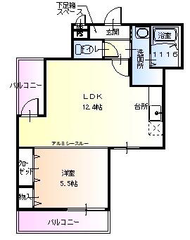 フジパレス野里(1LDK/3階)の間取り写真