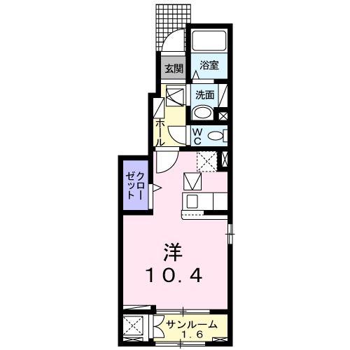 ミルト白山IV(ワンルーム/1階)の間取り写真