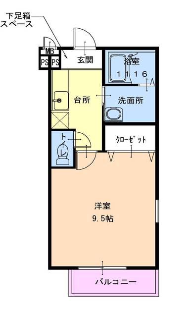 フジパレス今川イースト(1K/1階)の間取り写真