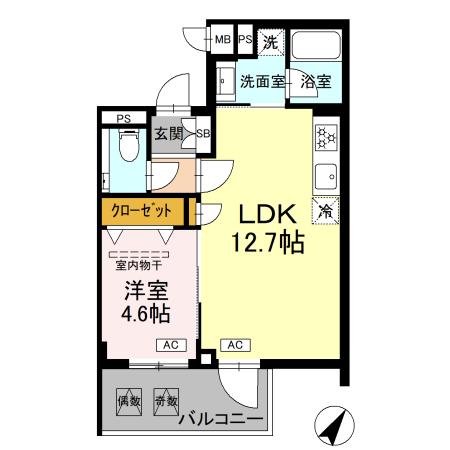 ロイジェント中目黒(1LDK/1階)の間取り写真