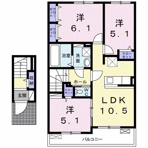 ベルデ・S(3LDK/2階)の間取り写真