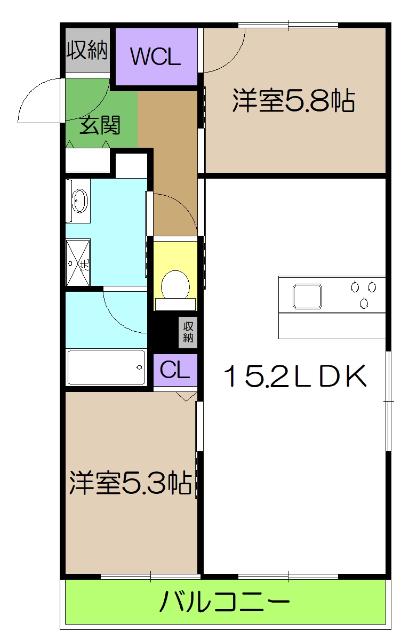 シャーメゾン ルーエ(2LDK/2階)の間取り写真