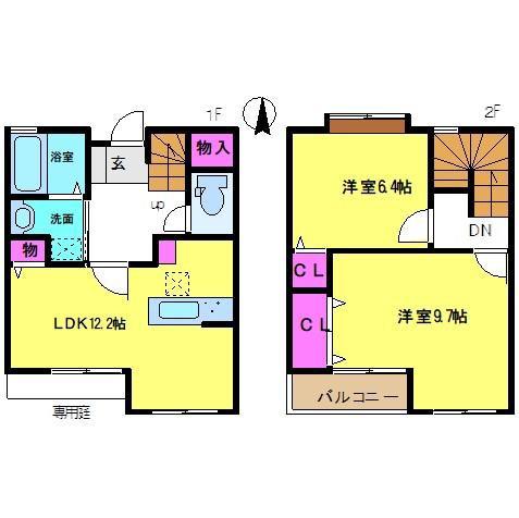 プレジオ井草II(2LDK/1階)の間取り写真