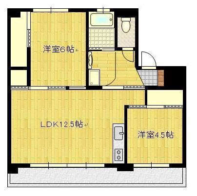 ハッピーエステート大財北 2号棟(2LDK/3階)の間取り写真