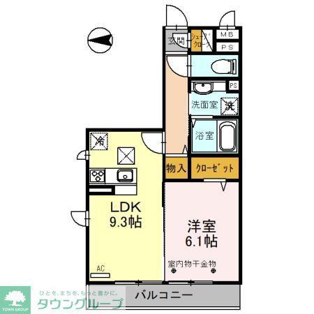 オークリーフ三郷 B(1LDK/1階)の間取り写真