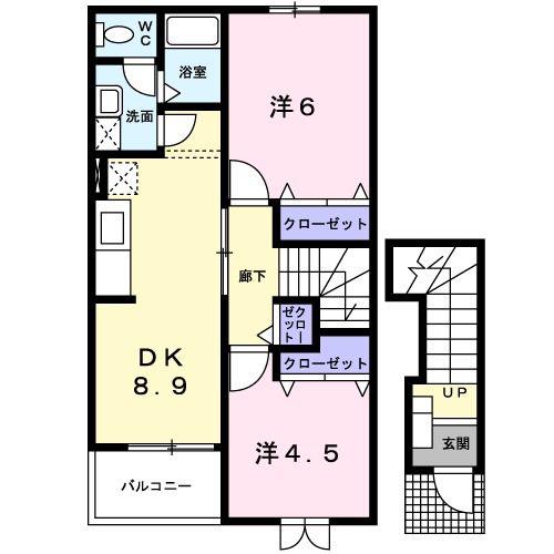 アン・フルール(2DK/2階)の間取り写真