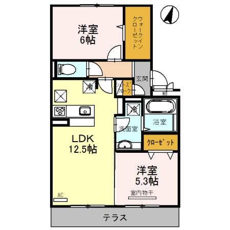 FELUX 柊(2LDK/1階)の間取り写真