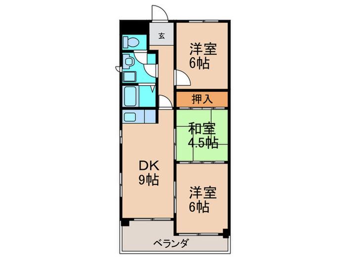 シーズンコート牧の里B(3DK/2階)の間取り写真