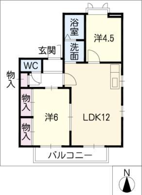 アートルアラタ(2LDK/1階)の間取り写真