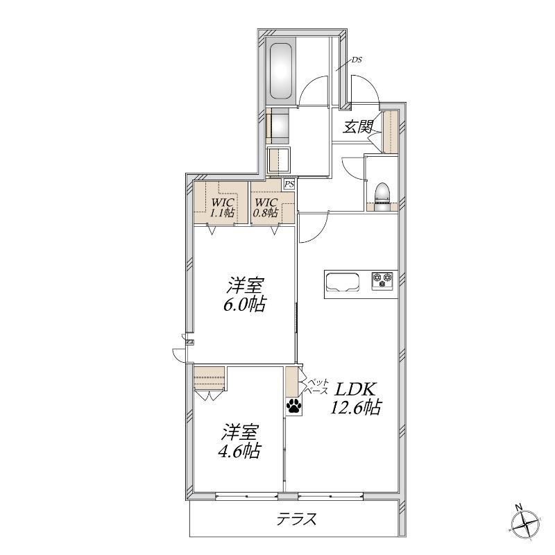 MAISON M(2LDK/1階)の間取り写真