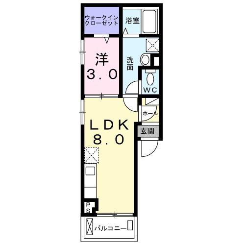 トゥッティ 桜木(1LDK/2階)の間取り写真