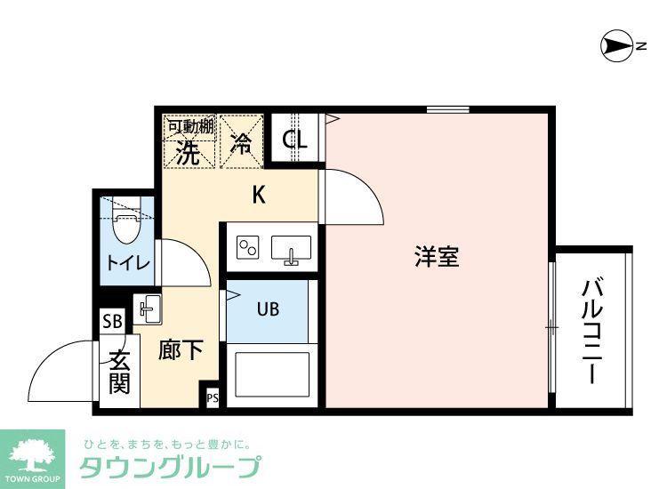 グランクオール西川口ノース(1K/2階)の間取り写真