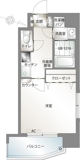 エンクレスト赤坂(1K/6階)の間取り写真