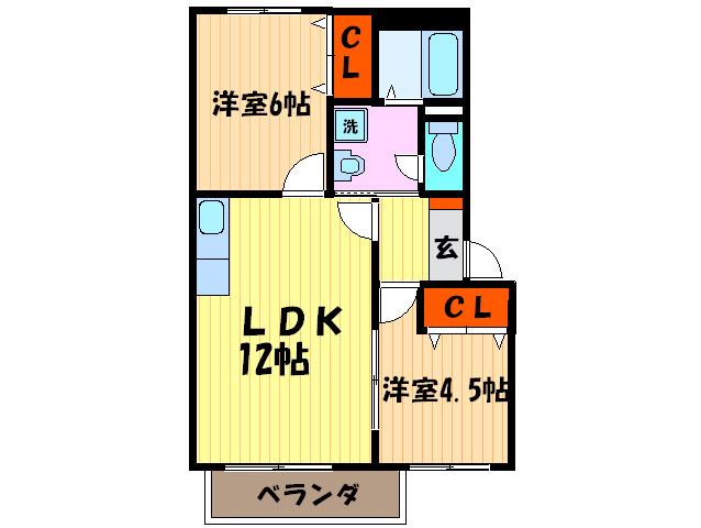 メゾン・フルール(2LDK/2階)の間取り写真