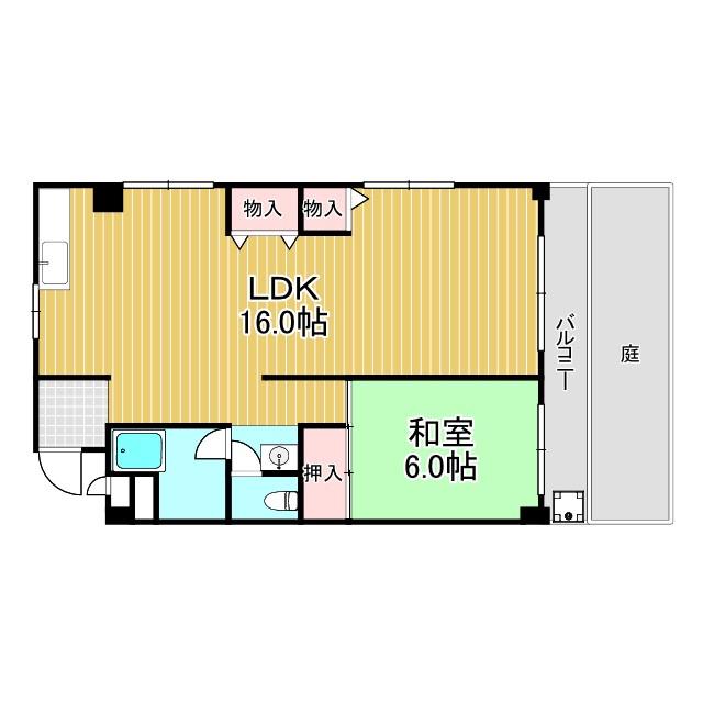 スカイハイツ(1LDK/1階)の間取り写真