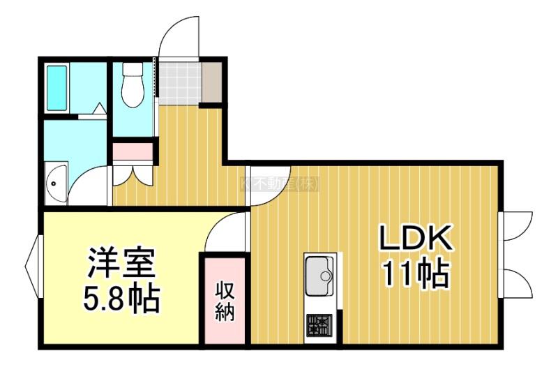 カーサルピナス(1LDK/1階)の間取り写真