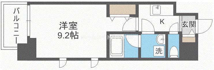 コンフォリア京町堀(1K/2階)の間取り写真