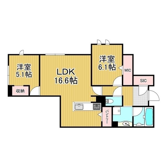 ル・シエル開智(2LDK/1階)の間取り写真