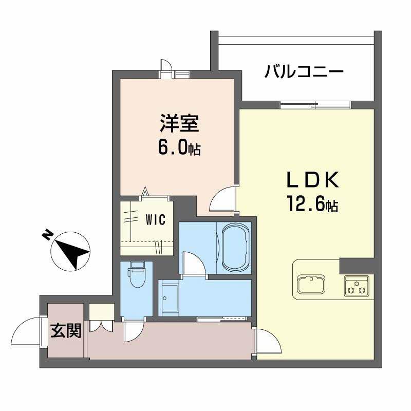 シャーメゾンマーレ竹下(1LDK/3階)の間取り写真