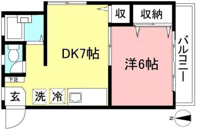 高崎マンション(ワンルーム/1階)の間取り写真